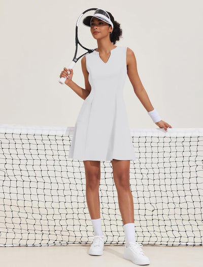Women'S Golf Tennis Dresses Built in Shorts with Pockets Sleeveless Workout Athletic Dresses