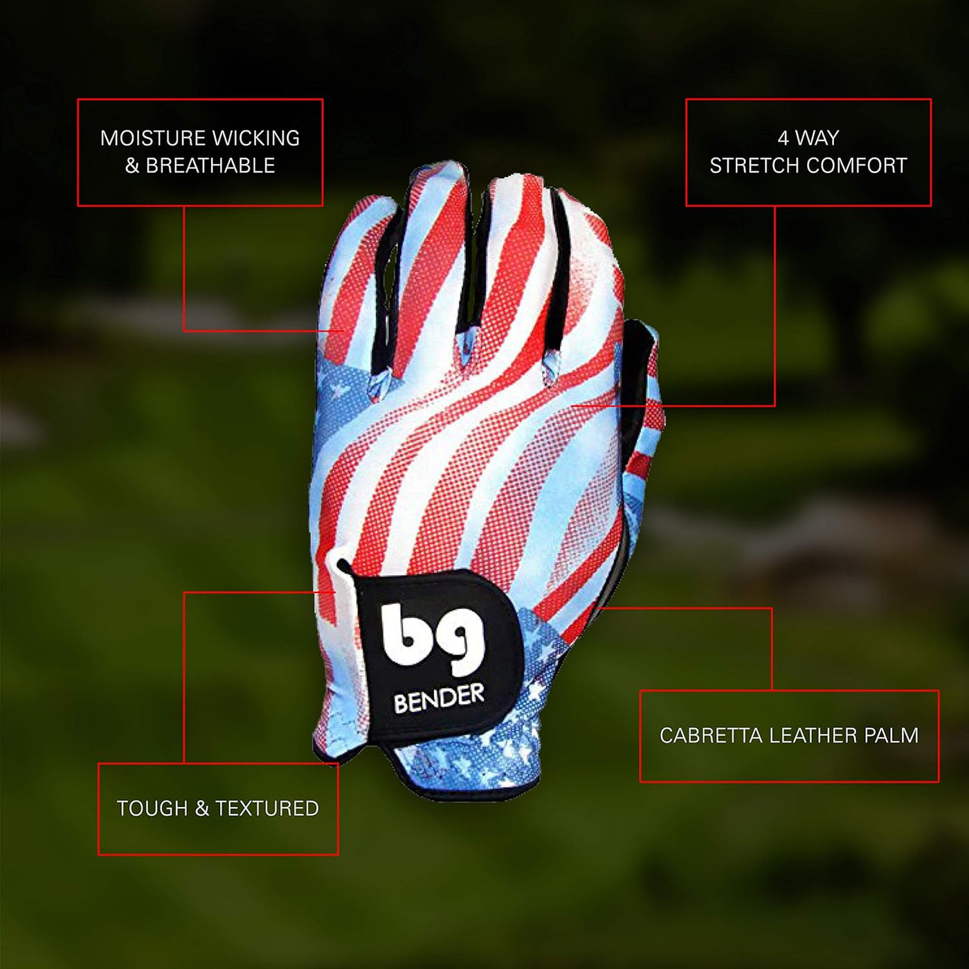 Bender - Mens Golf Glove, Durable Spandex Golf Gloves, Unique Golf Gloves