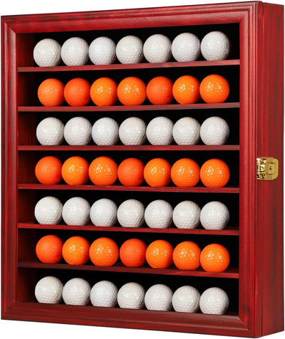 Golf Ball Display Case - Wall Mounted Holder with Glass Door, Ideal Gift for Golf Enthusiasts