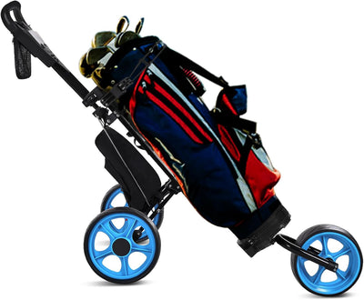 Golf Cart, Foldable Golf Push Cart, Golf Bag Cart, Fits Golf Stand Bag and Golf Cart Bags, Golf Caddy Cart with Optional Large Wing or Small Wing, Includes Ice Bag