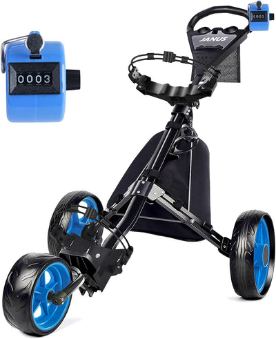 Golf Cart, Foldable Golf Push Cart, Golf Bag Cart, Fits Golf Stand Bag and Golf Cart Bags, Golf Caddy Cart with Optional Large Wing or Small Wing, Includes Ice Bag