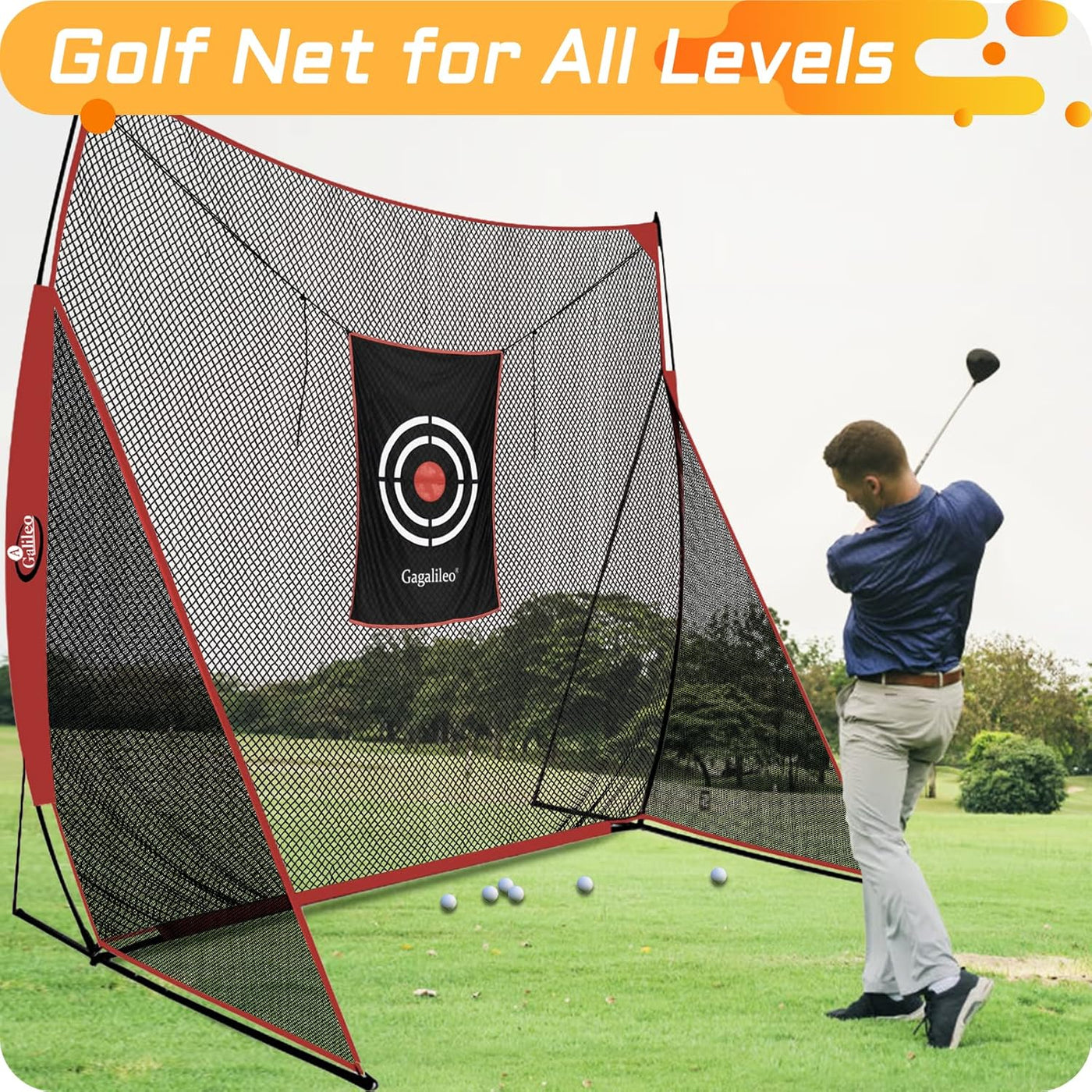 Golf Practice Net 9X9Feet Golf Hitting Nets Driving Range Indoor Outdoor Golf Training Aids with Target Carry Bag